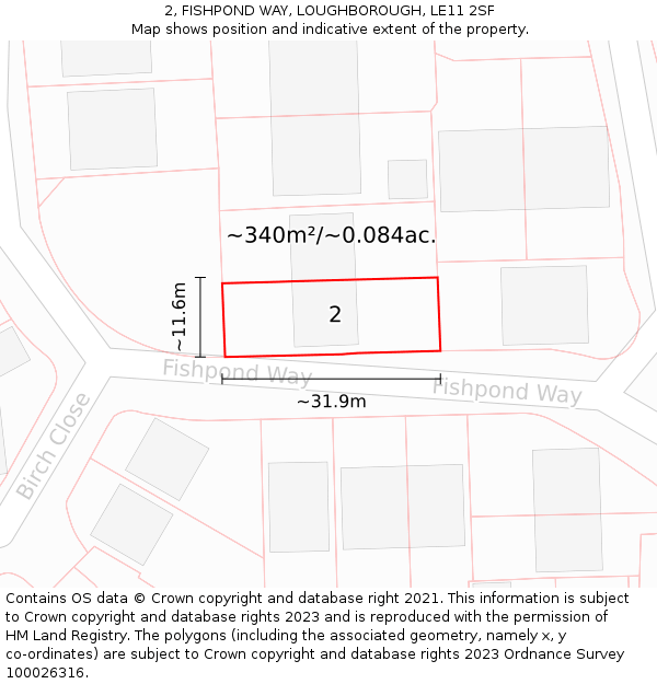 2, FISHPOND WAY, LOUGHBOROUGH, LE11 2SF: Plot and title map