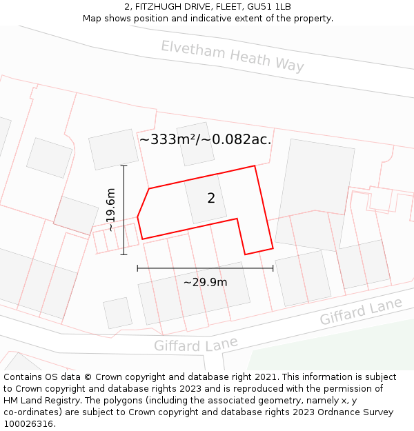 2, FITZHUGH DRIVE, FLEET, GU51 1LB: Plot and title map