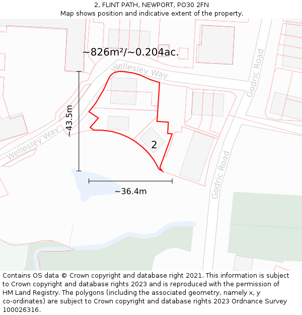 2, FLINT PATH, NEWPORT, PO30 2FN: Plot and title map