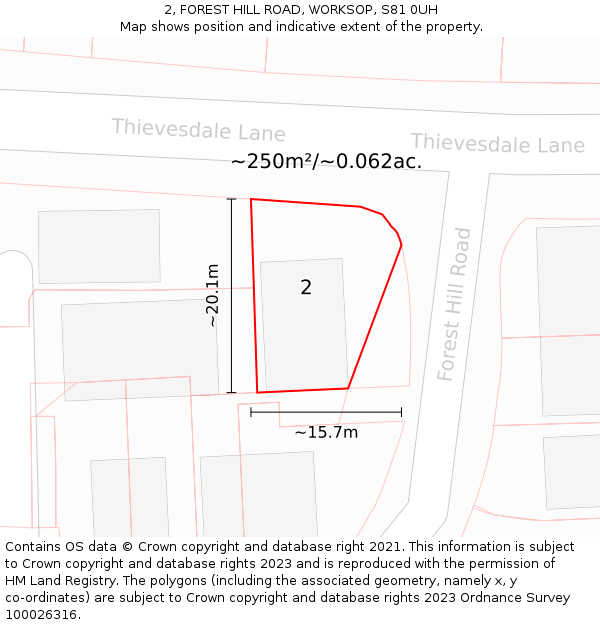 2, FOREST HILL ROAD, WORKSOP, S81 0UH: Plot and title map