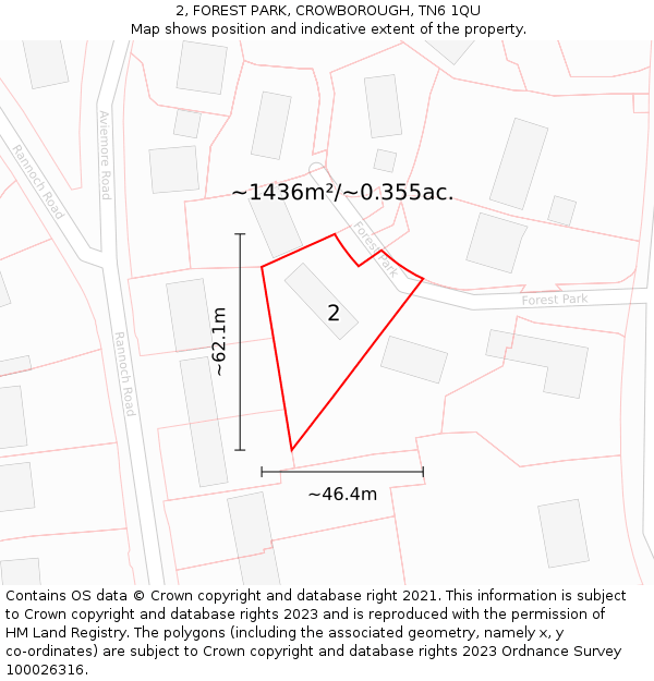 2, FOREST PARK, CROWBOROUGH, TN6 1QU: Plot and title map