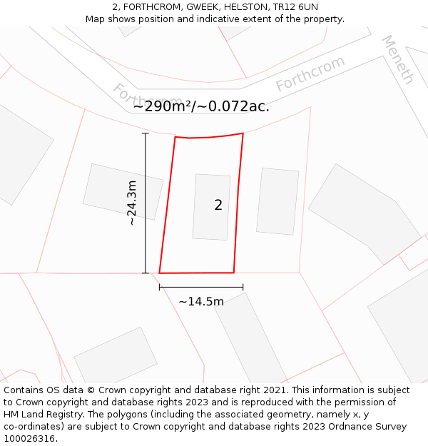 2, FORTHCROM, GWEEK, HELSTON, TR12 6UN: Plot and title map