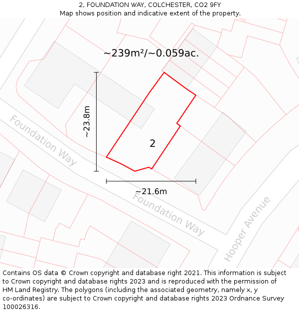 2, FOUNDATION WAY, COLCHESTER, CO2 9FY: Plot and title map