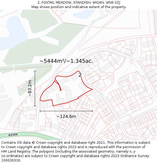 2, FOXTAIL MEADOW, STANDISH, WIGAN, WN6 0ZJ: Plot and title map