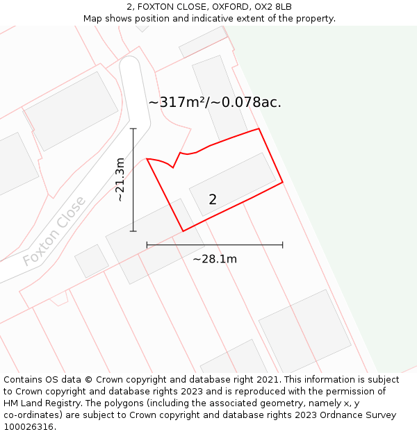 2, FOXTON CLOSE, OXFORD, OX2 8LB: Plot and title map