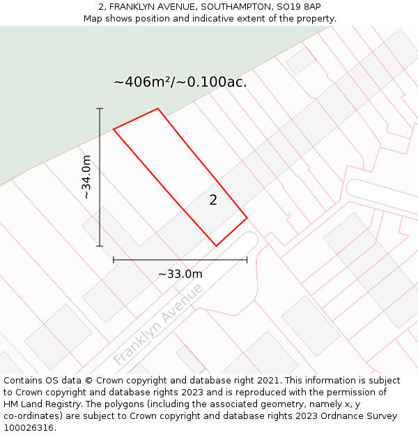 2, FRANKLYN AVENUE, SOUTHAMPTON, SO19 8AP: Plot and title map