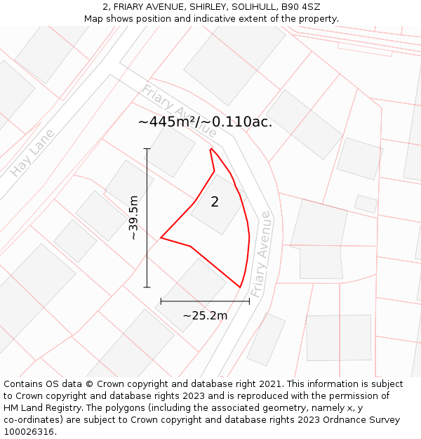 2, FRIARY AVENUE, SHIRLEY, SOLIHULL, B90 4SZ: Plot and title map