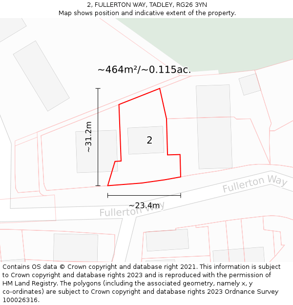 2, FULLERTON WAY, TADLEY, RG26 3YN: Plot and title map