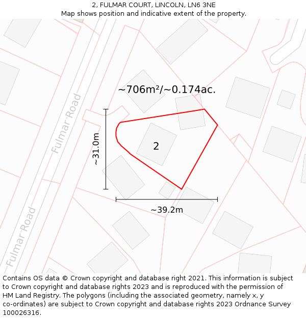 2, FULMAR COURT, LINCOLN, LN6 3NE: Plot and title map