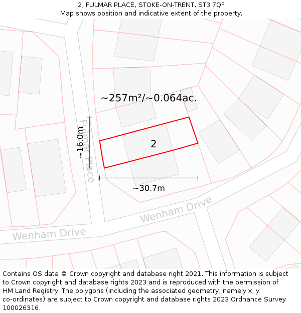 2, FULMAR PLACE, STOKE-ON-TRENT, ST3 7QF: Plot and title map