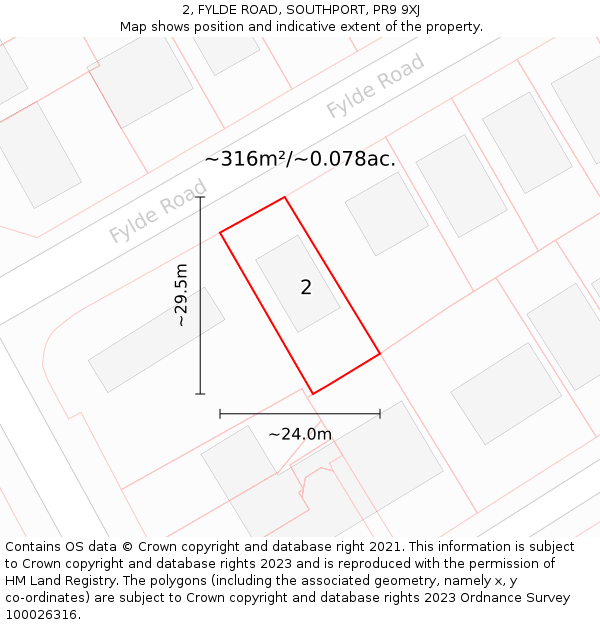 2, FYLDE ROAD, SOUTHPORT, PR9 9XJ: Plot and title map