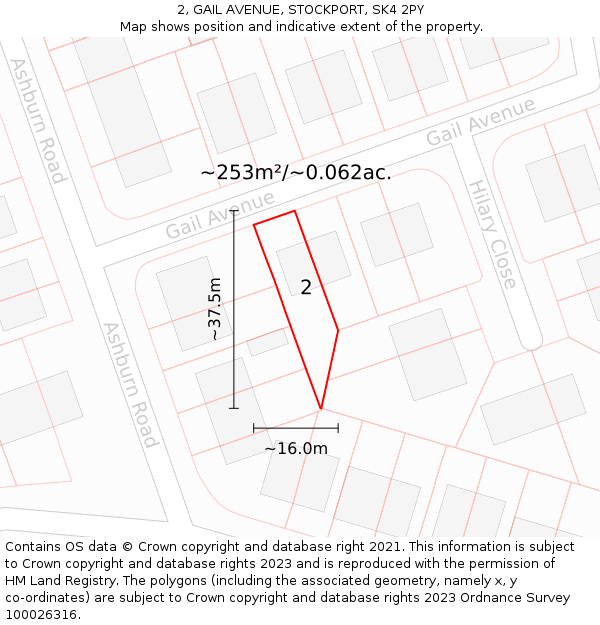 2, GAIL AVENUE, STOCKPORT, SK4 2PY: Plot and title map