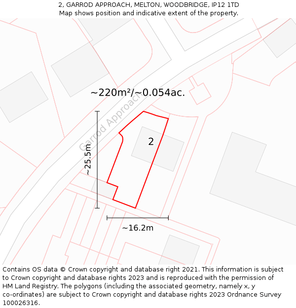 2, GARROD APPROACH, MELTON, WOODBRIDGE, IP12 1TD: Plot and title map