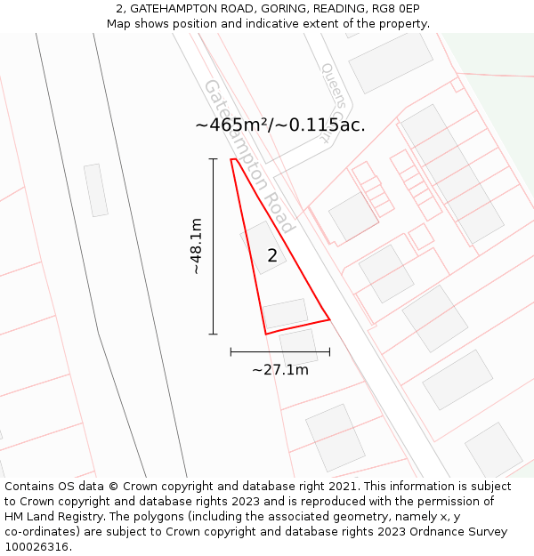 2, GATEHAMPTON ROAD, GORING, READING, RG8 0EP: Plot and title map