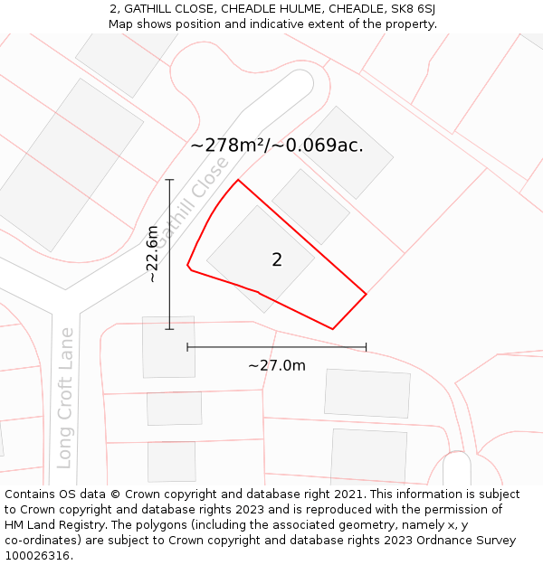 2, GATHILL CLOSE, CHEADLE HULME, CHEADLE, SK8 6SJ: Plot and title map