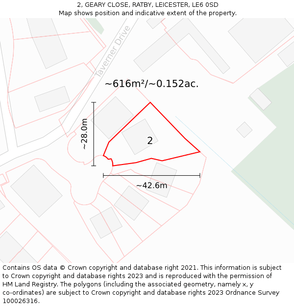 2, GEARY CLOSE, RATBY, LEICESTER, LE6 0SD: Plot and title map