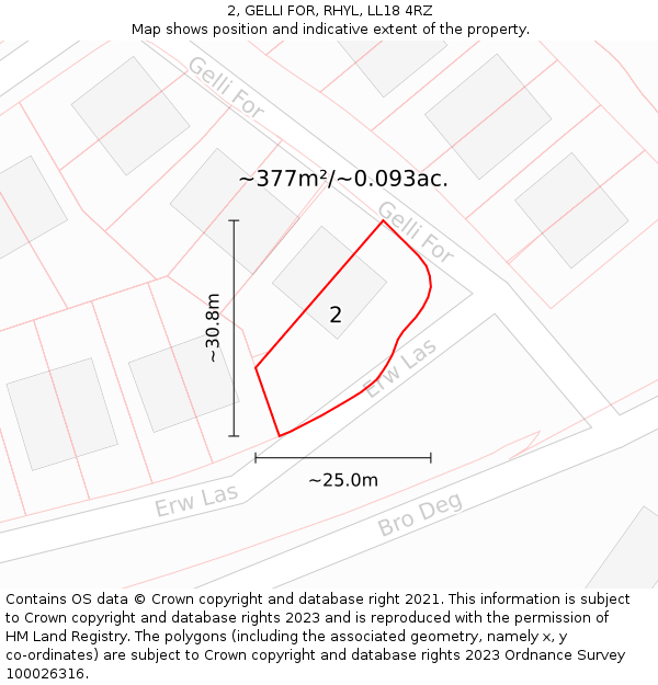 2, GELLI FOR, RHYL, LL18 4RZ: Plot and title map