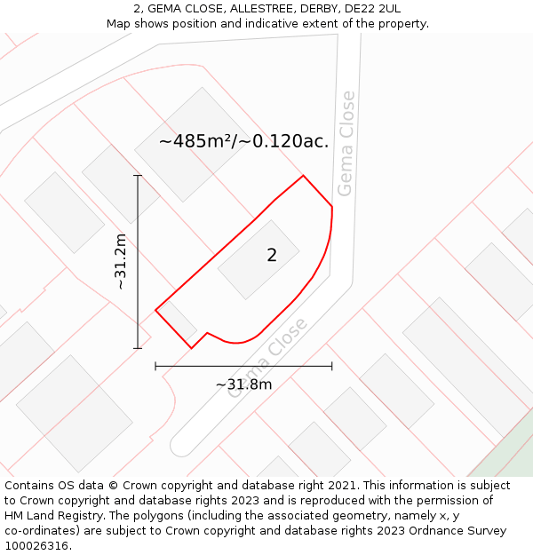 2, GEMA CLOSE, ALLESTREE, DERBY, DE22 2UL: Plot and title map