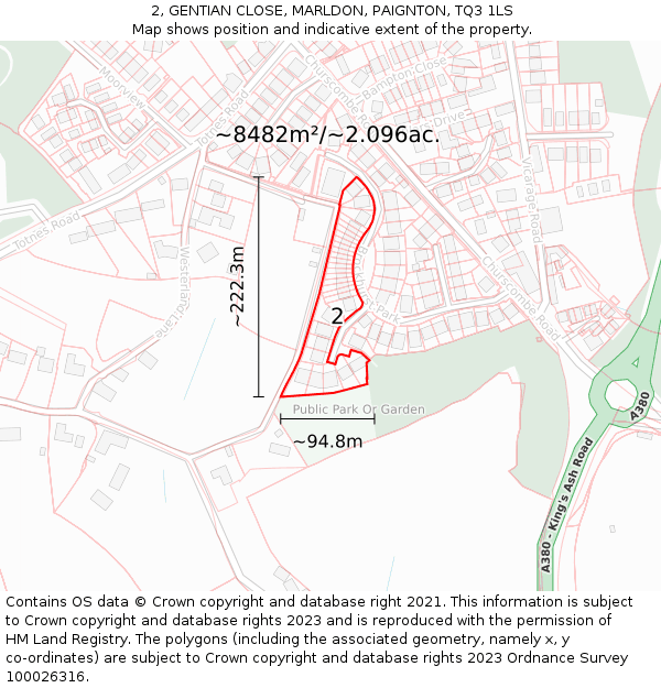 2, GENTIAN CLOSE, MARLDON, PAIGNTON, TQ3 1LS: Plot and title map