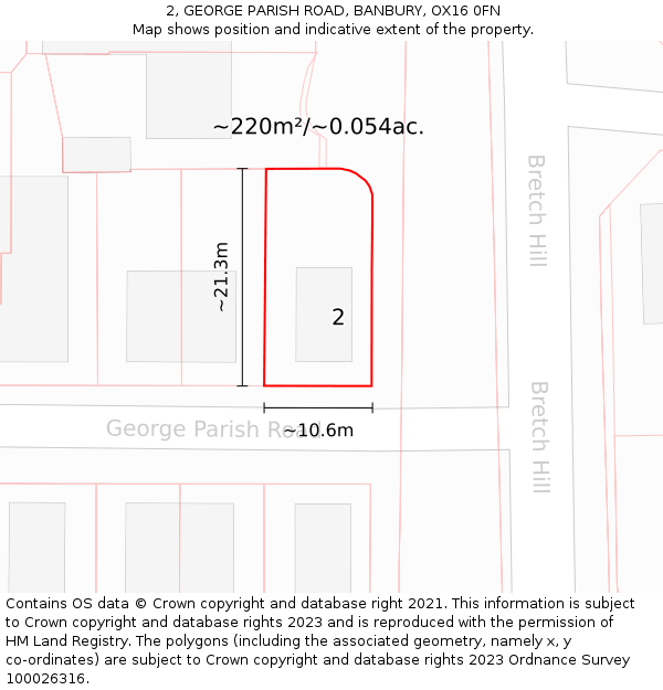 2, GEORGE PARISH ROAD, BANBURY, OX16 0FN: Plot and title map