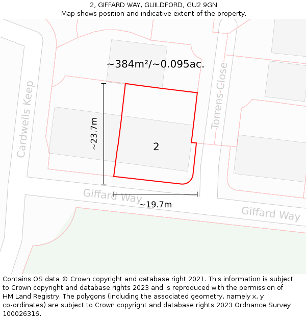 2, GIFFARD WAY, GUILDFORD, GU2 9GN: Plot and title map