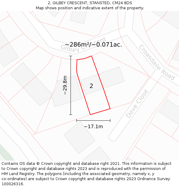 2, GILBEY CRESCENT, STANSTED, CM24 8DS: Plot and title map