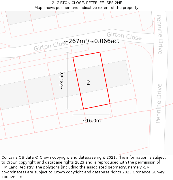 2, GIRTON CLOSE, PETERLEE, SR8 2NF: Plot and title map