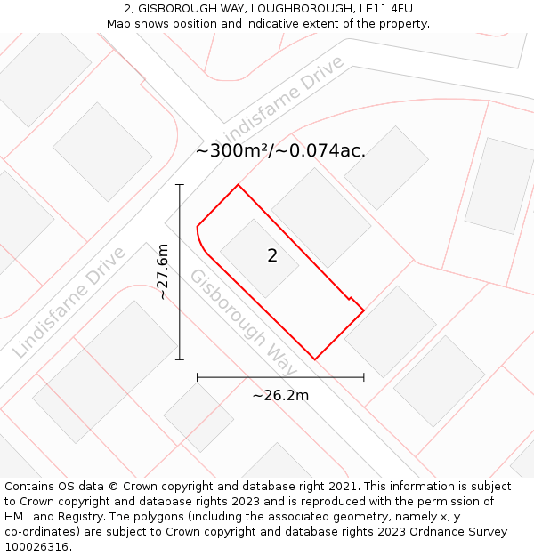 2, GISBOROUGH WAY, LOUGHBOROUGH, LE11 4FU: Plot and title map