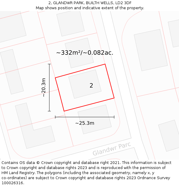 2, GLANDWR PARK, BUILTH WELLS, LD2 3DF: Plot and title map