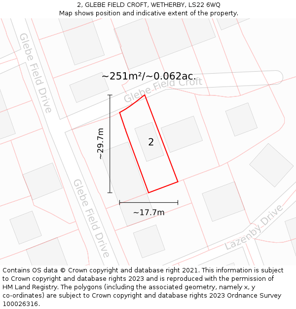 2, GLEBE FIELD CROFT, WETHERBY, LS22 6WQ: Plot and title map