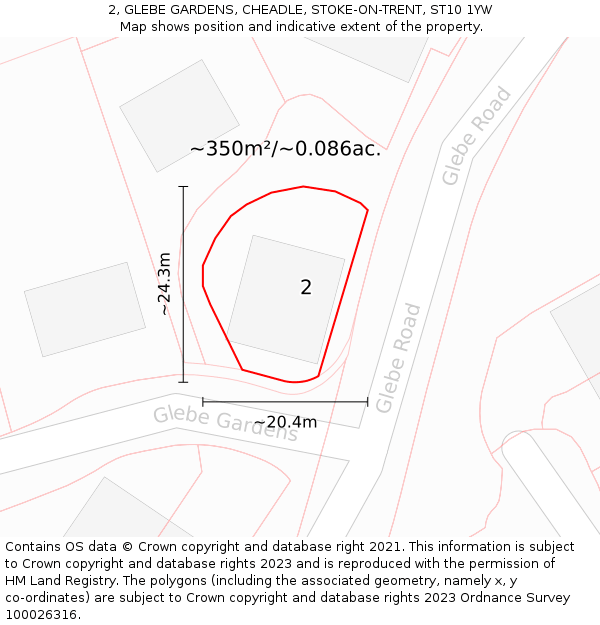 2, GLEBE GARDENS, CHEADLE, STOKE-ON-TRENT, ST10 1YW: Plot and title map