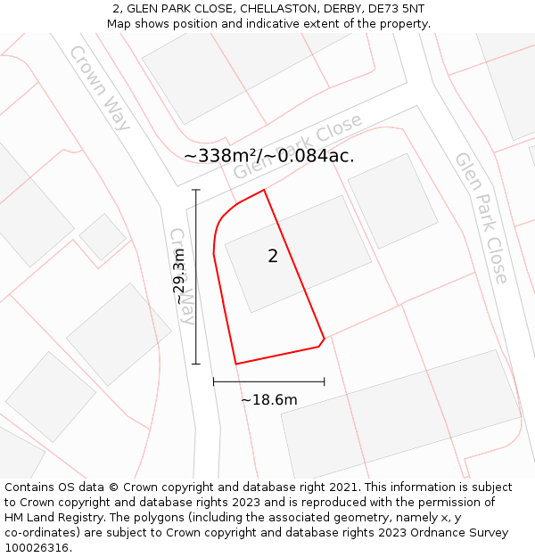 2, GLEN PARK CLOSE, CHELLASTON, DERBY, DE73 5NT: Plot and title map