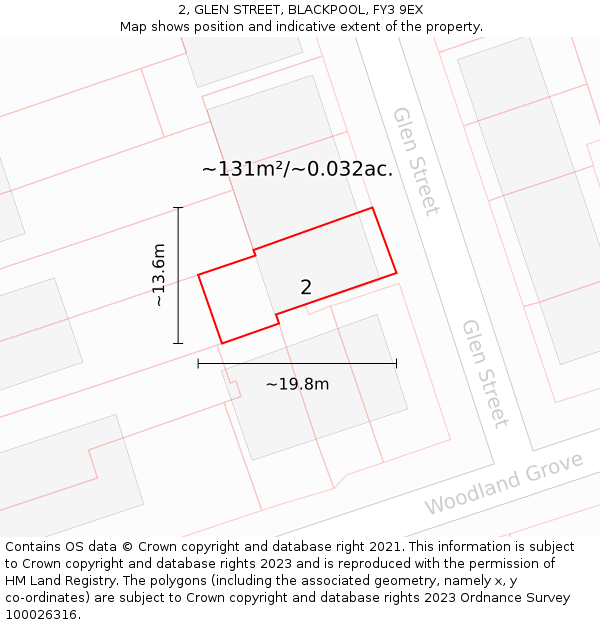 2, GLEN STREET, BLACKPOOL, FY3 9EX: Plot and title map