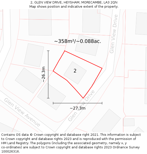 2, GLEN VIEW DRIVE, HEYSHAM, MORECAMBE, LA3 2QN: Plot and title map