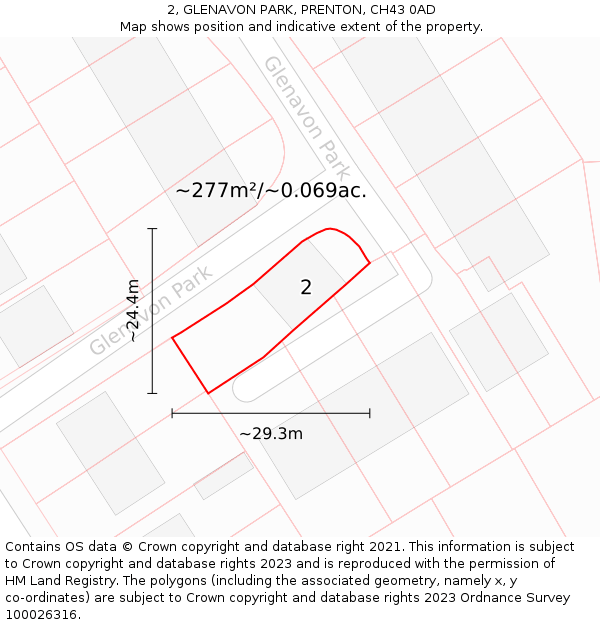 2, GLENAVON PARK, PRENTON, CH43 0AD: Plot and title map