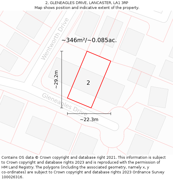 2, GLENEAGLES DRIVE, LANCASTER, LA1 3RP: Plot and title map