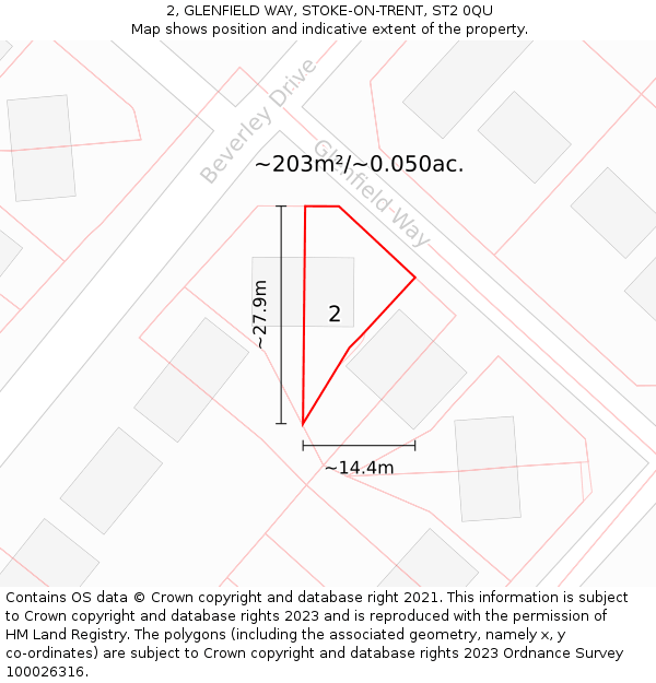 2, GLENFIELD WAY, STOKE-ON-TRENT, ST2 0QU: Plot and title map