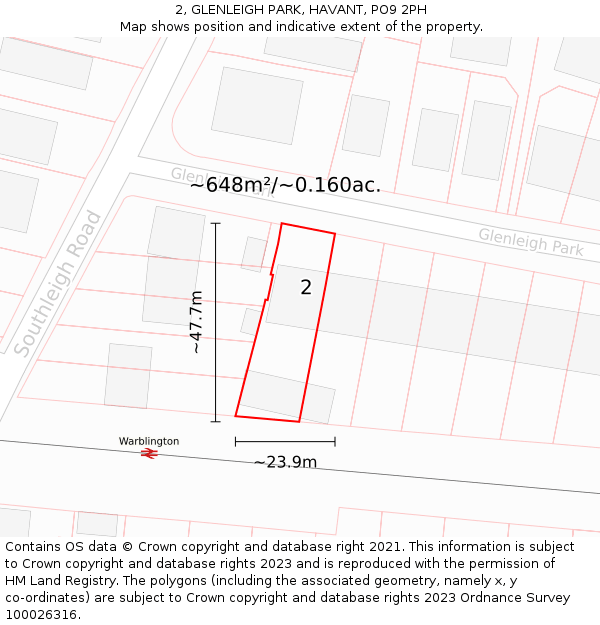 2, GLENLEIGH PARK, HAVANT, PO9 2PH: Plot and title map