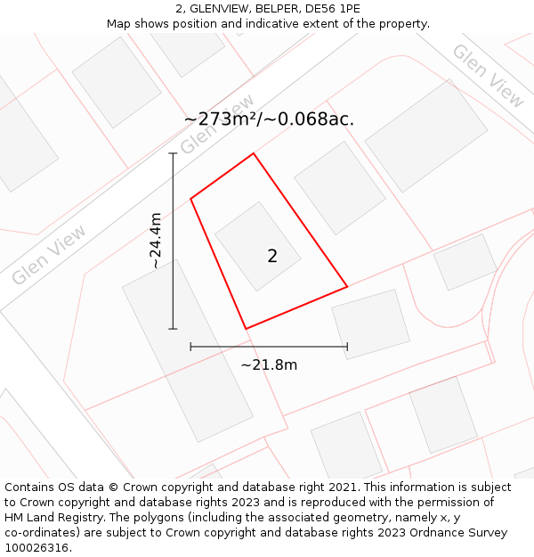 2, GLENVIEW, BELPER, DE56 1PE: Plot and title map