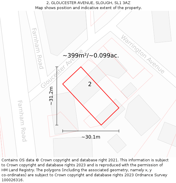 2, GLOUCESTER AVENUE, SLOUGH, SL1 3AZ: Plot and title map