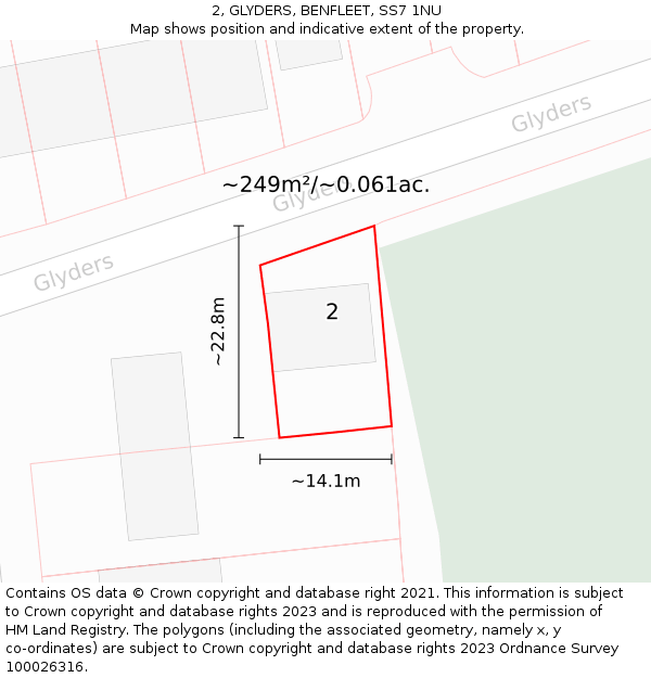 2, GLYDERS, BENFLEET, SS7 1NU: Plot and title map