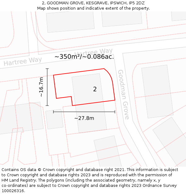 2, GOODMAN GROVE, KESGRAVE, IPSWICH, IP5 2DZ: Plot and title map