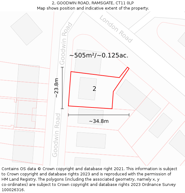 2, GOODWIN ROAD, RAMSGATE, CT11 0LP: Plot and title map