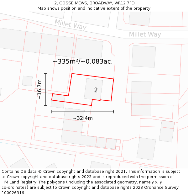 2, GOSSE MEWS, BROADWAY, WR12 7FD: Plot and title map