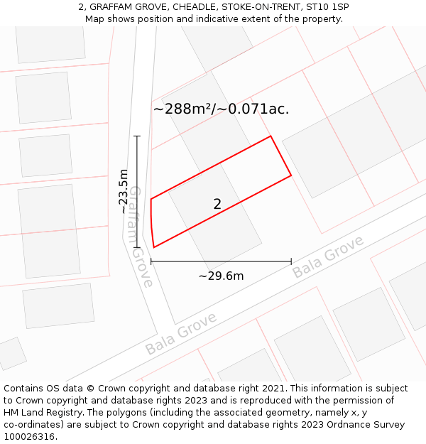 2, GRAFFAM GROVE, CHEADLE, STOKE-ON-TRENT, ST10 1SP: Plot and title map
