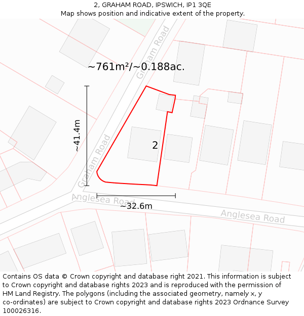 2, GRAHAM ROAD, IPSWICH, IP1 3QE: Plot and title map