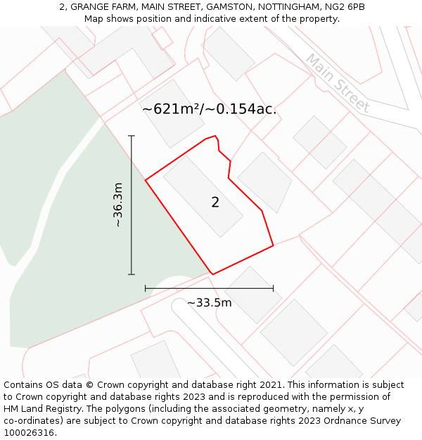 2, GRANGE FARM, MAIN STREET, GAMSTON, NOTTINGHAM, NG2 6PB: Plot and title map