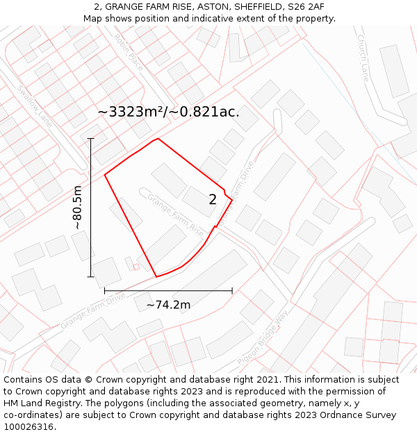 2, GRANGE FARM RISE, ASTON, SHEFFIELD, S26 2AF: Plot and title map