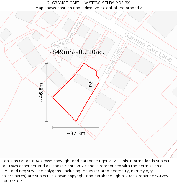 2, GRANGE GARTH, WISTOW, SELBY, YO8 3XJ: Plot and title map