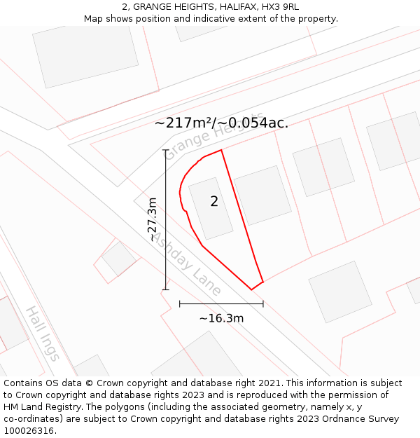 2, GRANGE HEIGHTS, HALIFAX, HX3 9RL: Plot and title map